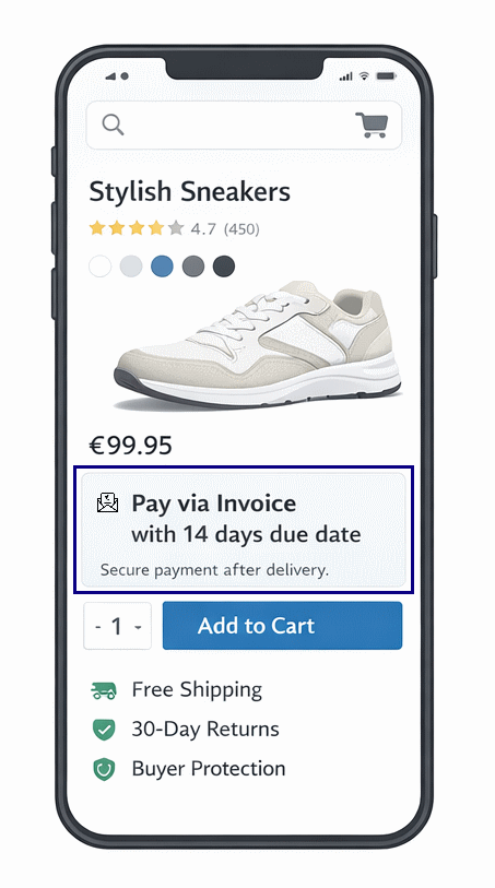 Open Invoice product page example